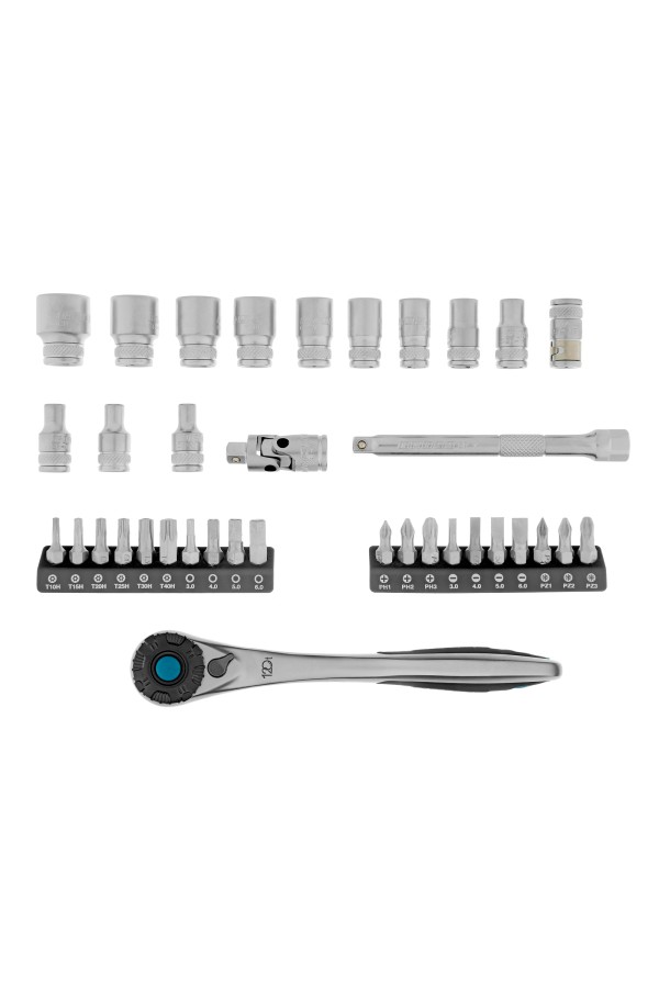 Набор торцевых головок, трещотка 120 зубьев, 1/4