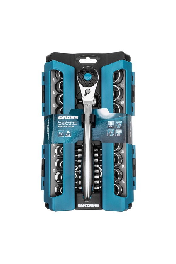 Набор торцевых головок, трещотка 120 зубьев, 1/2