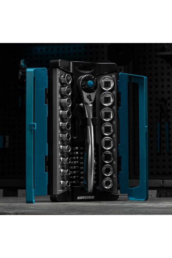 Набор торцевых головок, трещотка 120 зубьев, 1/2