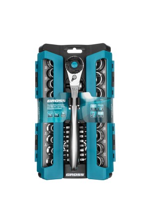 Набор торцевых головок, трещотка 120 зубьев, 1/2