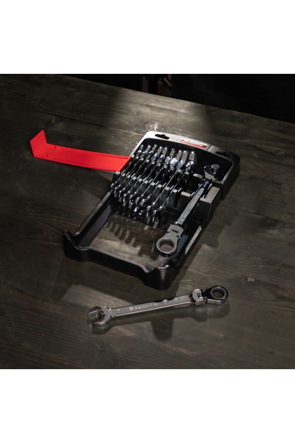 Набор ключей комбинированных, трещоточных шарнирных 11 шт. Matrix