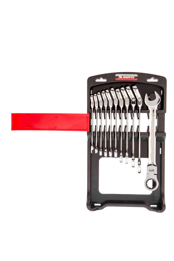 Набор ключей комбинированных, трещоточных шарнирных 11 шт. Matrix