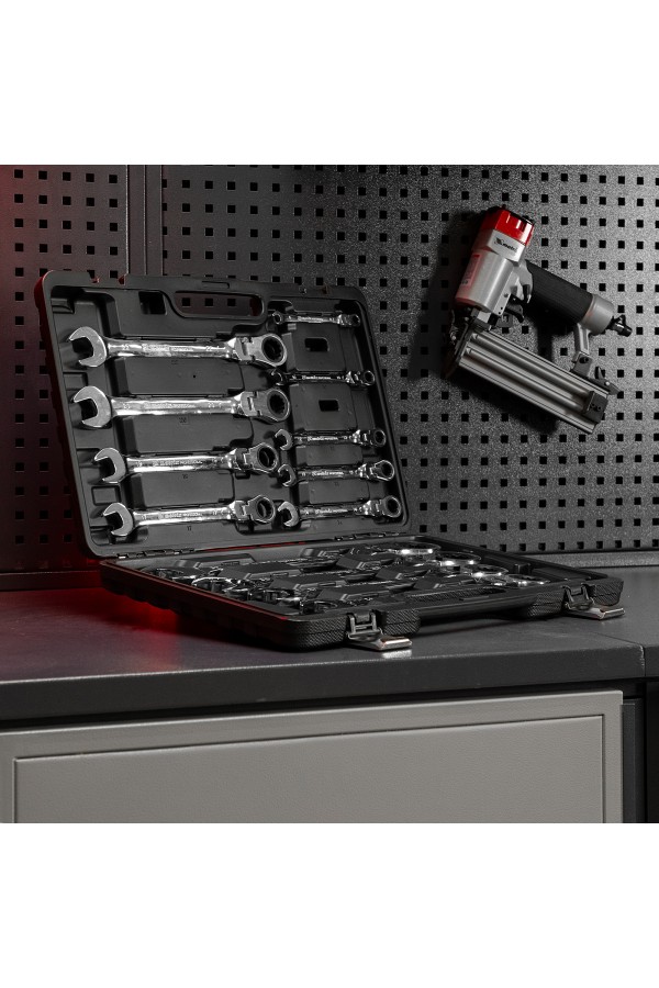 Набор ключей комбинированных, трещоточных шарнирных 13 шт. Matrix