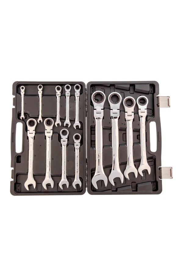 Набор ключей комбинированных, трещоточных шарнирных 13 шт. Matrix