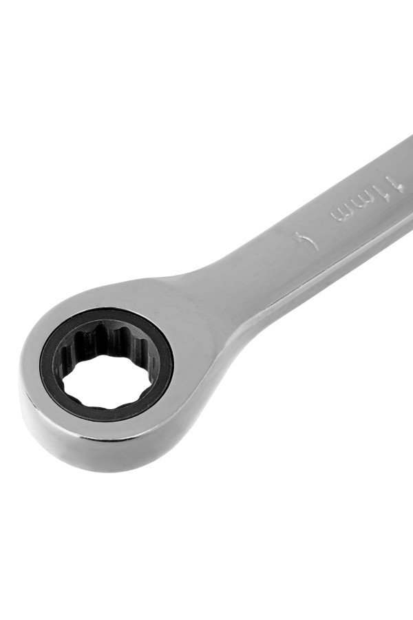 Ключ комбинированный трещоточный, 11 мм, CrV, зеркальный хром Matrix Professional