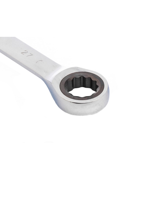 Ключ комбинированный трещоточный, 27 мм, CrV, зеркальный хром Matrix