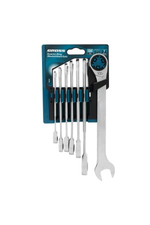 Набор ключей комбинированных трещоточных, количество зубьев 100, СRV, 7 шт, 8-19 мм Gross