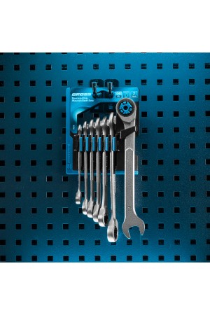 Набор ключей комбинированных трещоточных, количество зубьев 100, СRV, 7 шт, 8-19 мм Gross