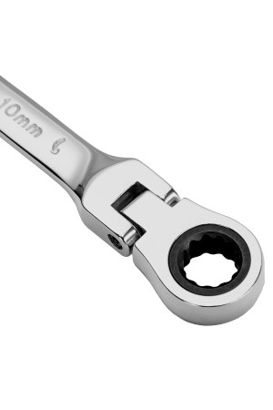 Ключ комбинированный трещоточный, 10 мм, CrV, шарнирный, зеркальный хром Matrix Professional