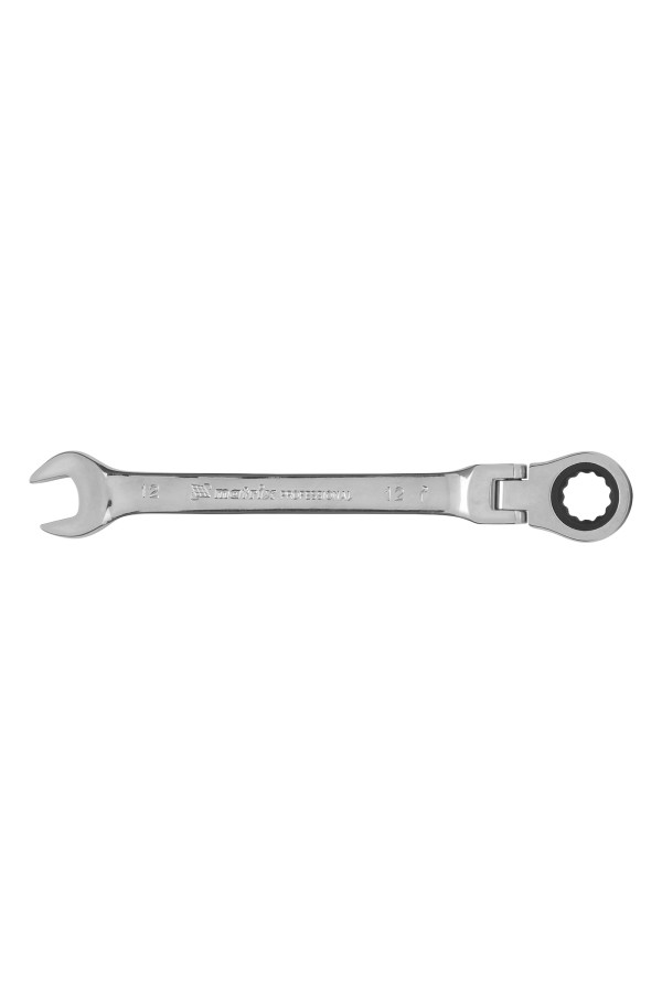 Ключ комбинированный трещоточный, 12 мм, CrV, шарнирный, зеркальный хром Matrix Professional