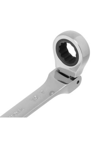 Ключ комбинированный трещоточный, 12 мм, CrV, шарнирный, зеркальный хром Matrix Professional