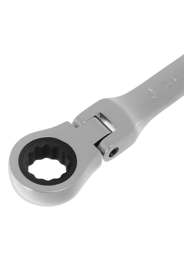 Ключ комбинированный трещоточный, 12 мм, CrV, шарнирный, зеркальный хром Matrix Professional