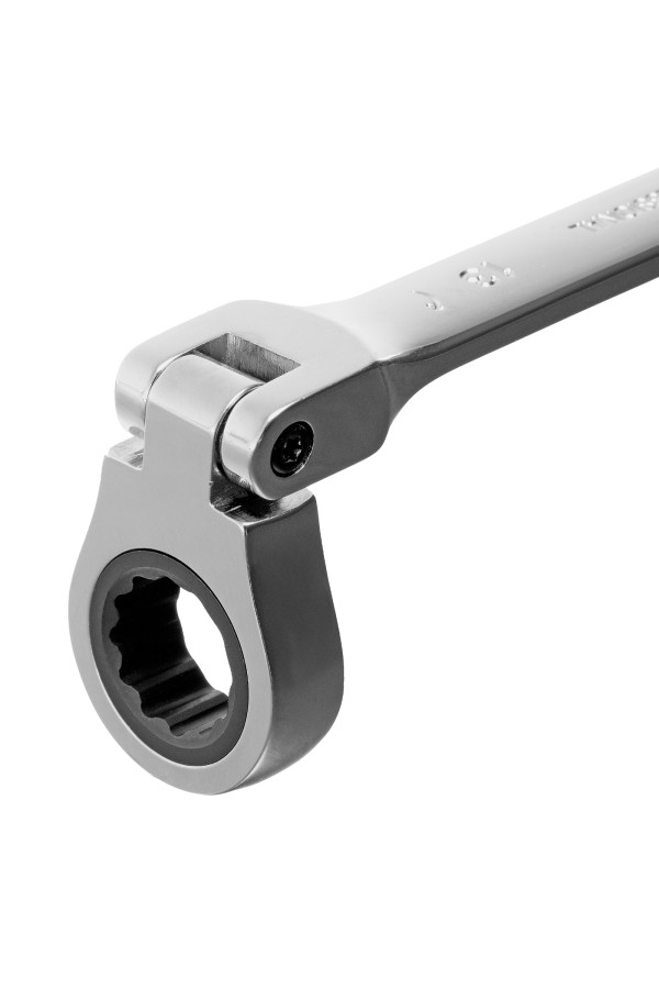 Ключ комбинированный трещоточный, 13 мм, CrV, шарнирный, зеркальный хром Matrix Professional