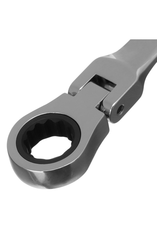 Ключ комбинированный трещоточный, 14 мм, CrV, шарнирный, зеркальный хром Matrix Professional