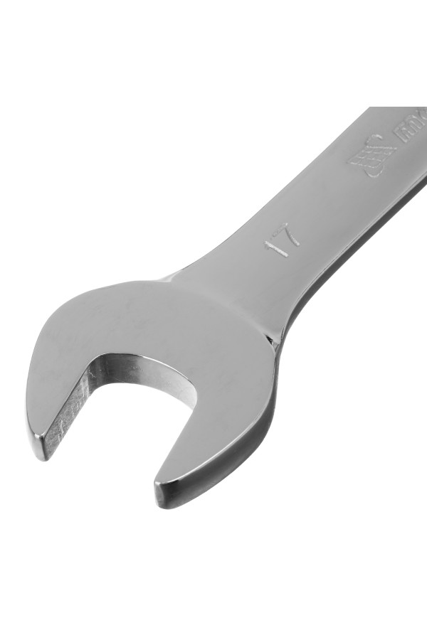 Ключ комбинированный трещоточный, 17 мм, CrV, шарнирный, зеркальный хром Matrix Professional