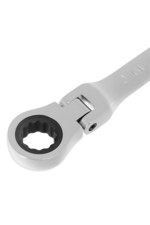 Ключ комбинированный трещоточный, 19 мм, CrV, шарнирный, зеркальный хром Matrix Professional