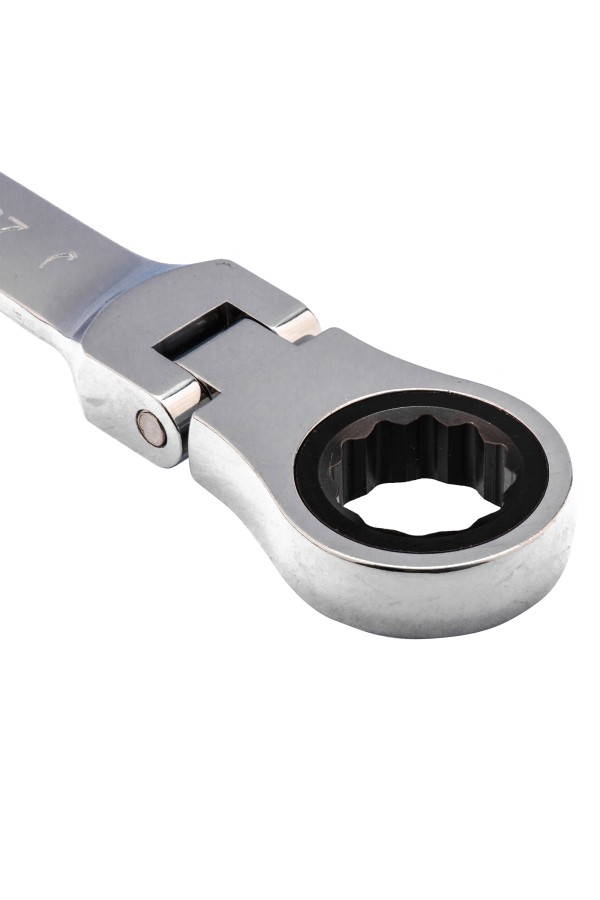 Ключ комбинированный трещоточный, 27 мм, CrV, шарнирный, зеркальный хром Matrix