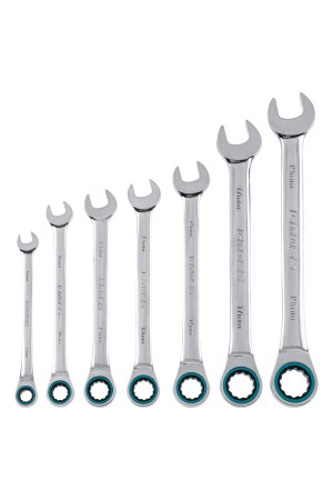 Набор ключей комбинированных с трещоткой, 8-19 мм, 7 шт, CrV Gross