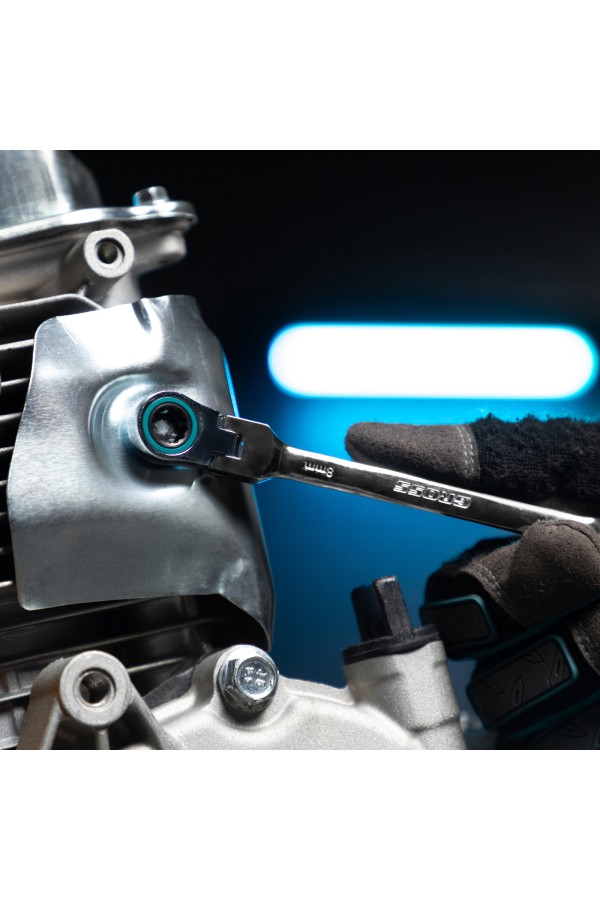 Набор ключей комбинированных с трещоткой, 8-19 мм, 7 шт, шарнирные, CrV Gross