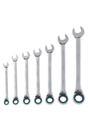Набор ключей комбинированных с трещоткой, 8-19 мм, 7 шт, реверсивные, CrV Gross