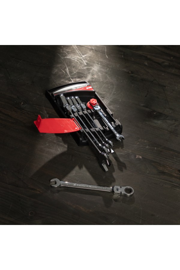 Набор ключей комбинированных, трещеточных шарнирных 6 шт Matrix