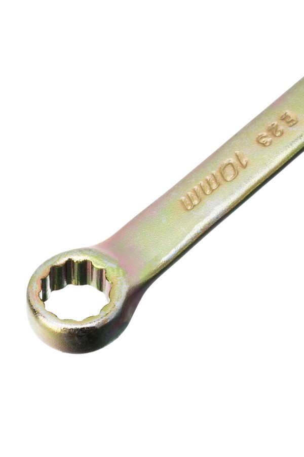 Ключ комбинированный, 10 мм, желтый цинк Сибртех