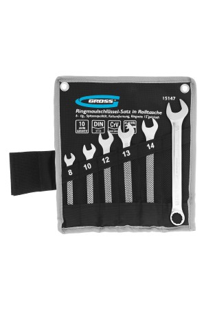 Набор ключей комбинированных 8-17 мм, 6 шт, CrV, холодный штамп Gross