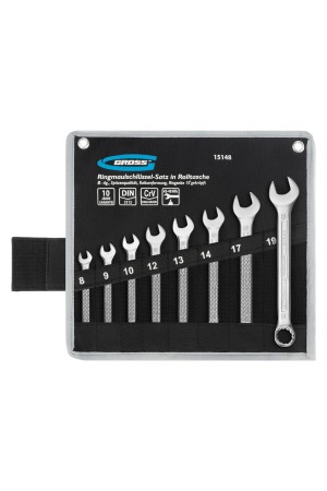 Набор ключей комбинированных 8-19 мм, 8 шт, CrV, холодный штамп Gross