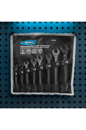 Набор ключей комбинированных 8-19 мм, 8 шт, CrV, холодный штамп Gross