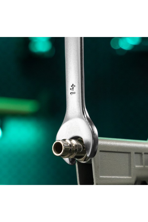 Ключ комбинированный, 14 мм, CrV, матовый хром Stels