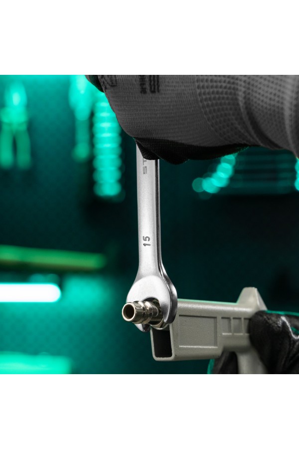 Ключ комбинированный, 15 мм, CrV, матовый хром Stels