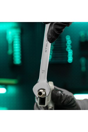 Ключ комбинированный, 15 мм, CrV, матовый хром Stels