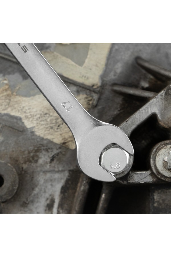 Ключ комбинированный, 17 мм, CrV, матовый хром Stels