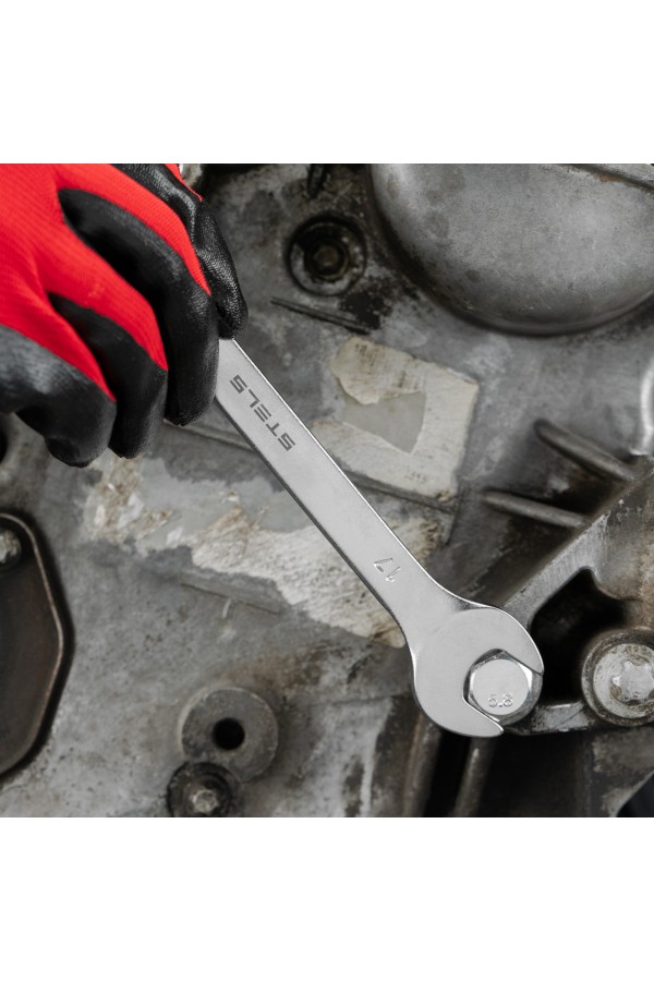 Ключ комбинированный, 17 мм, CrV, матовый хром Stels