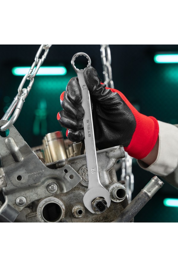 Ключ комбинированный, 19 мм, CrV, матовый хром Stels