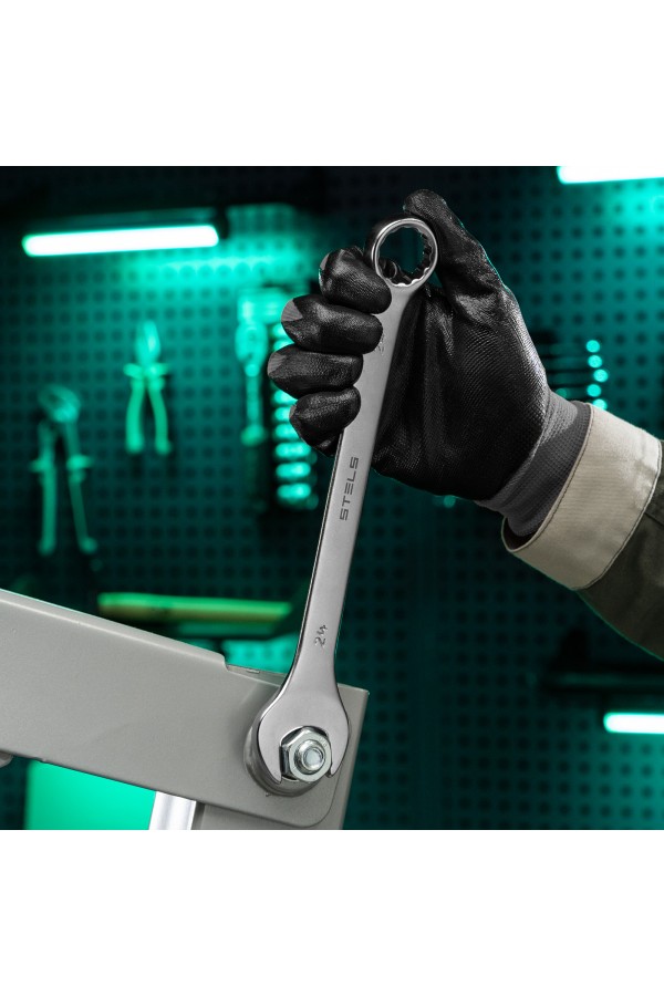 Ключ комбинированный, 24 мм, CrV, матовый хром Stels