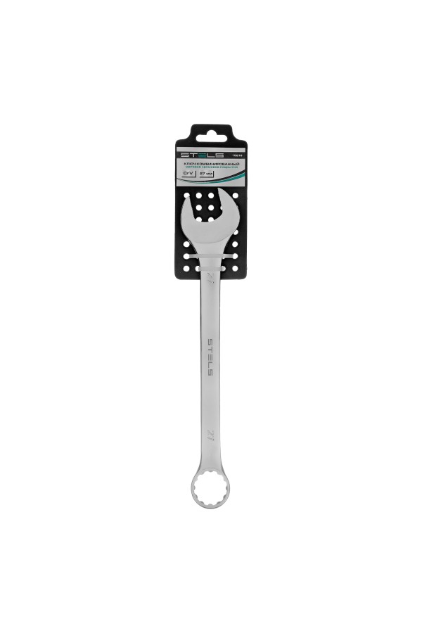 Ключ комбинированный, 27 мм, CrV, матовый хром Stels