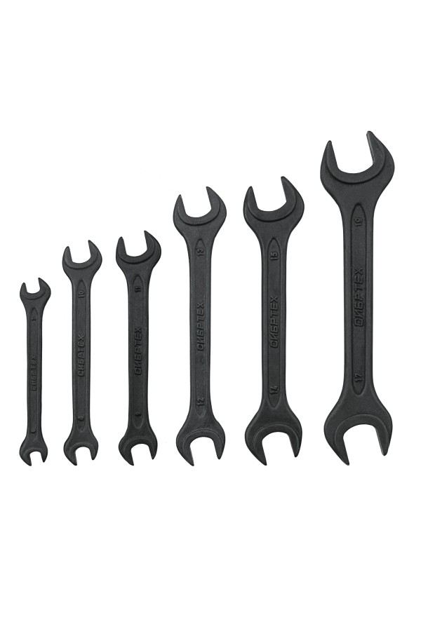 Набор ключей рожковых, 6 - 19 мм, 6 шт., CrV, фосфатированные Сибртех