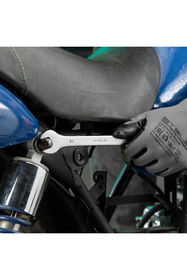 Ключ комбинированный, 16 мм, CrV, матовый хром Stels