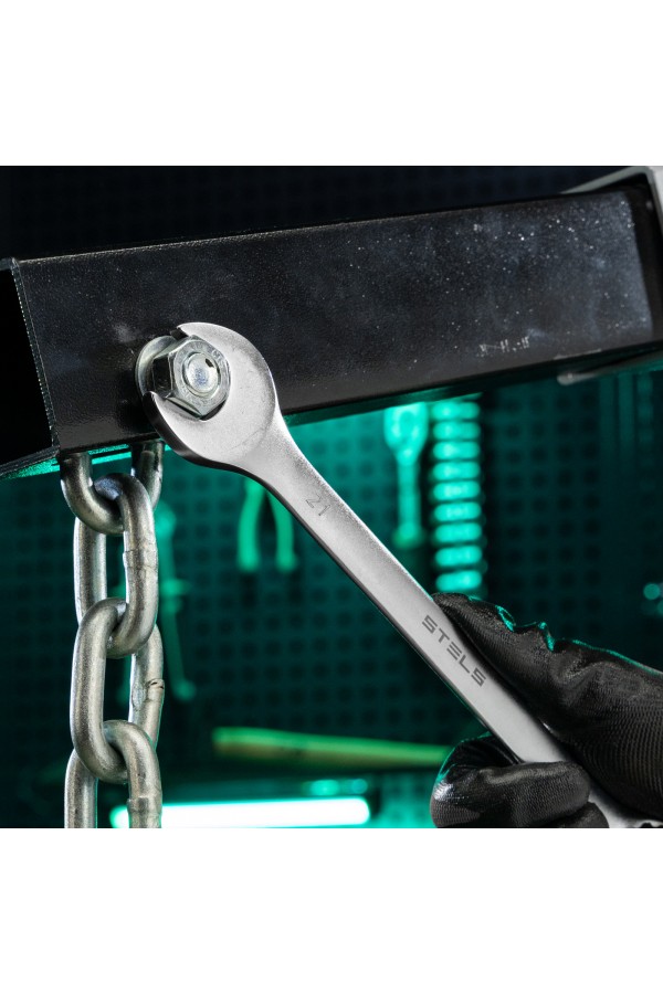 Ключ комбинированный, 21 мм, CrV, матовый хром Stels