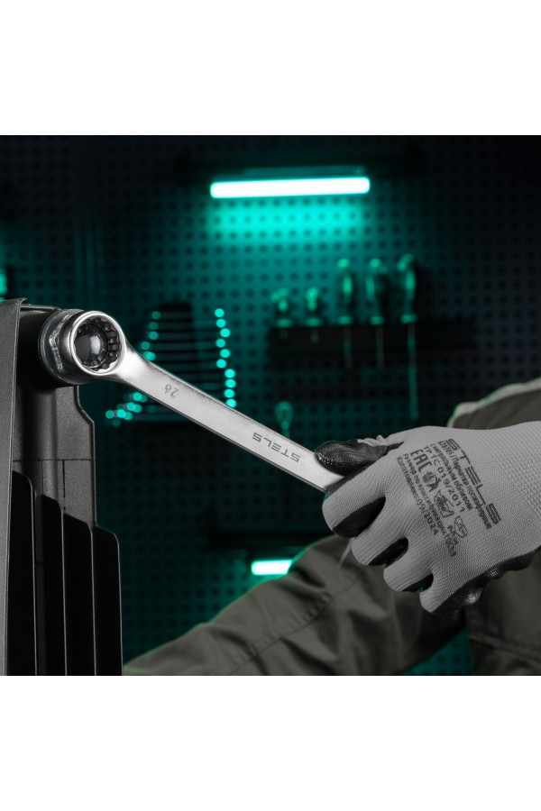 Ключ комбинированный, 26 мм, CrV, матовый хром Stels