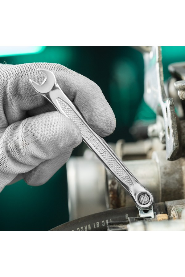 Ключ комбинированный, 6 мм, CrV, антислип Stels