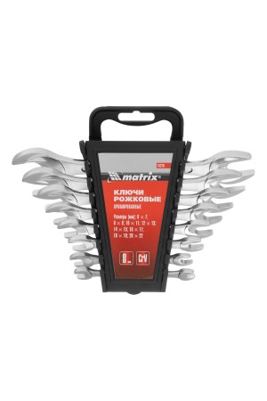Набор ключей рожковых, 6-22 мм, 8 шт, CrV, хромированные Matrix