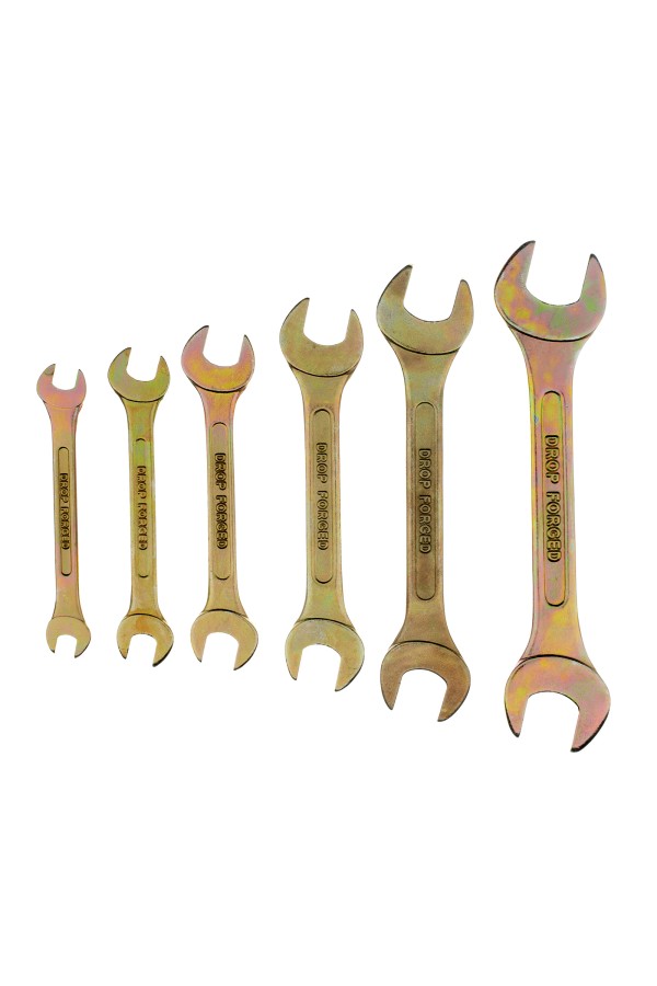 Набор ключей рожковых 6-17 мм, 6 шт, желтый цинк Сибртех