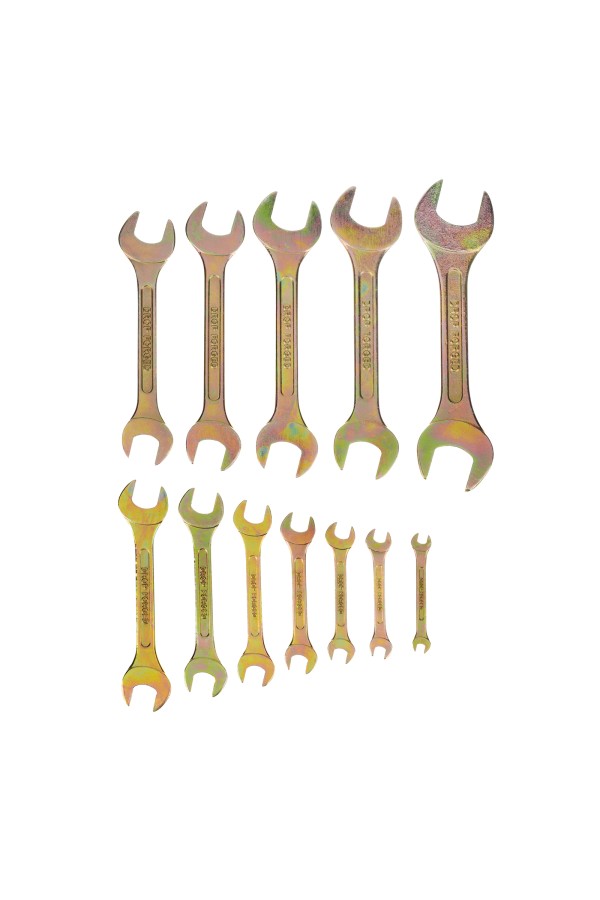 Набор ключей рожковых 6-32 мм, 12 шт, желтый цинк Сибртех