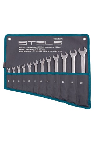 Набор ключей комбинированных 12 шт, 6-22 мм, антислип Stels