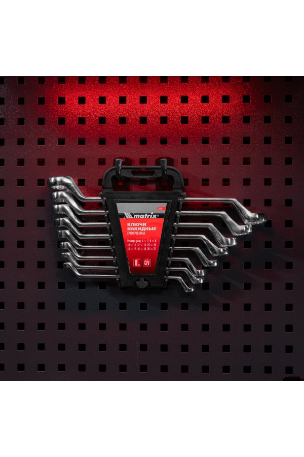 Набор ключей накидных, 6-22 мм, CR-V, 8 шт, полированный хром Matrix