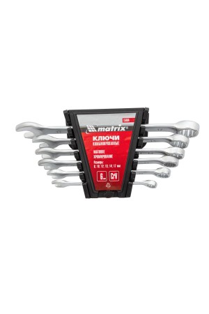 Набор ключей комбинированных, 8-17 мм, 6 шт, CrV, матовый хром Matrix