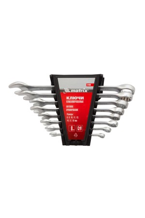 Набор ключей комбинированных, 6-19 мм, 8 шт, CrV, матовый хром Matrix
