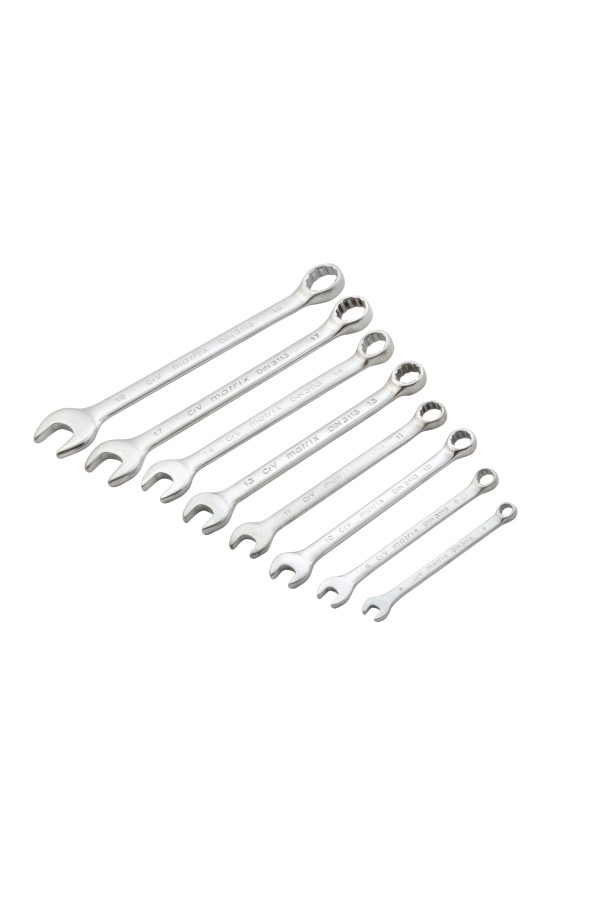 Набор ключей комбинированных, 6-19 мм, 8 шт, CrV, матовый хром Matrix